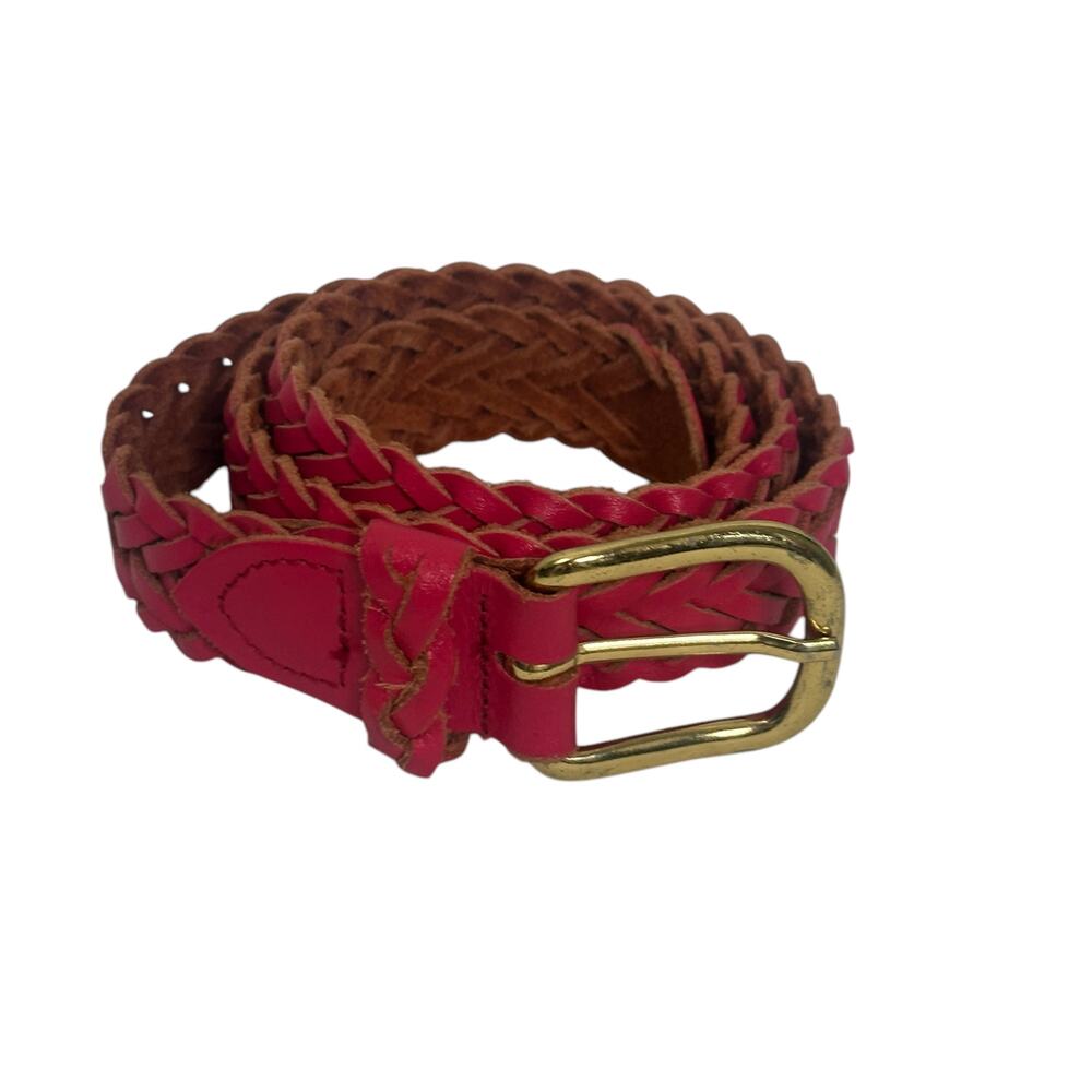 Vintage 80s Capezio Hot Pink Braided Leather Belt M/L
